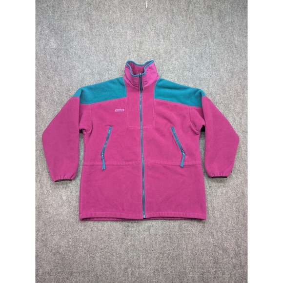 Vintage Columbia Fleece Jacket Womens XL Full Zip 90s Retro Coat USA Bright - Picture 1 of 10